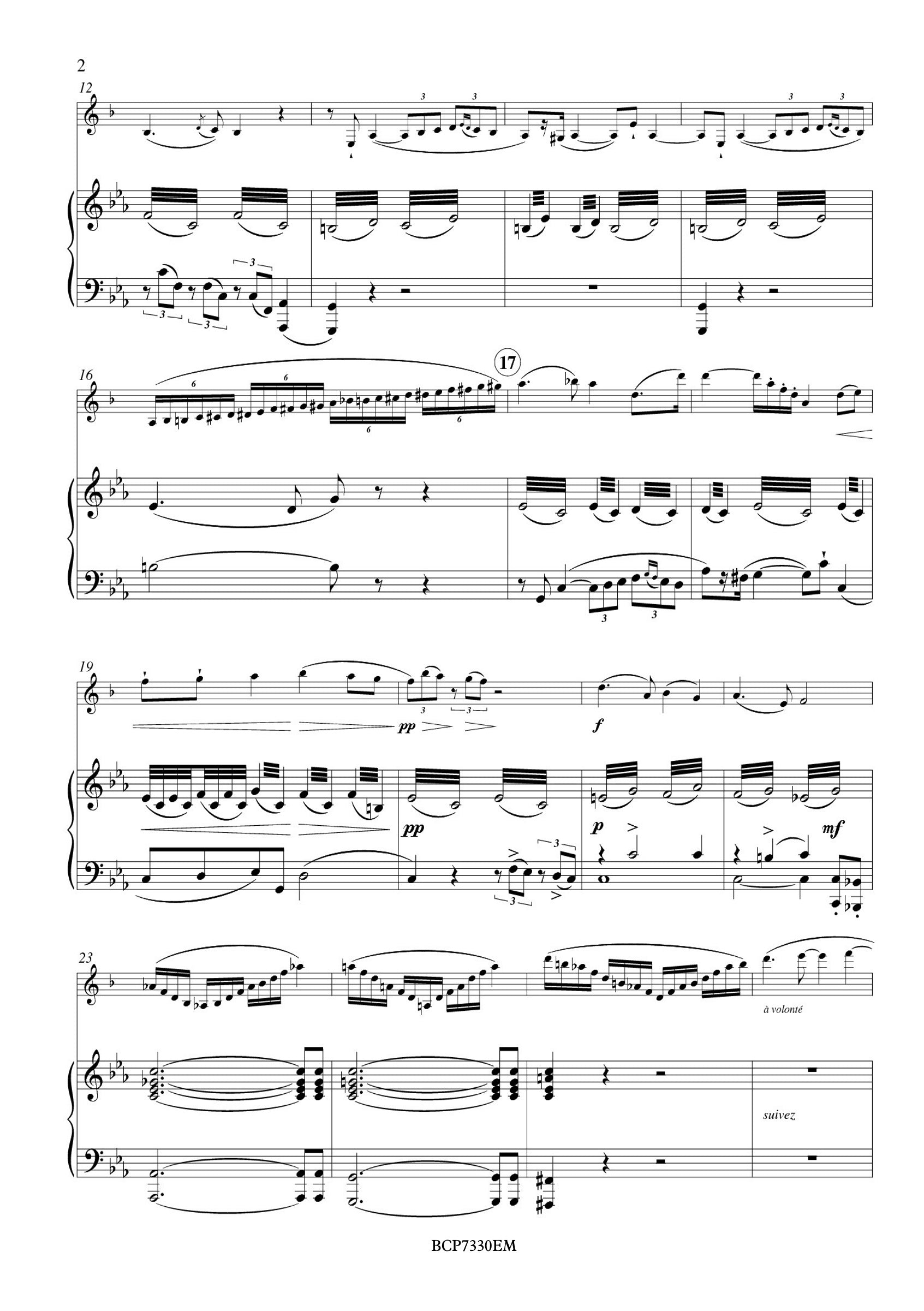 Bourdeau - Deuxieme Solo for Bass Clarinet and Piano