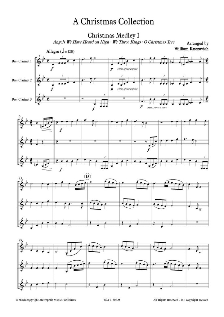 Knezovich (arr. Johnston) - A Christmas Collection for Bass Clarinet Trio