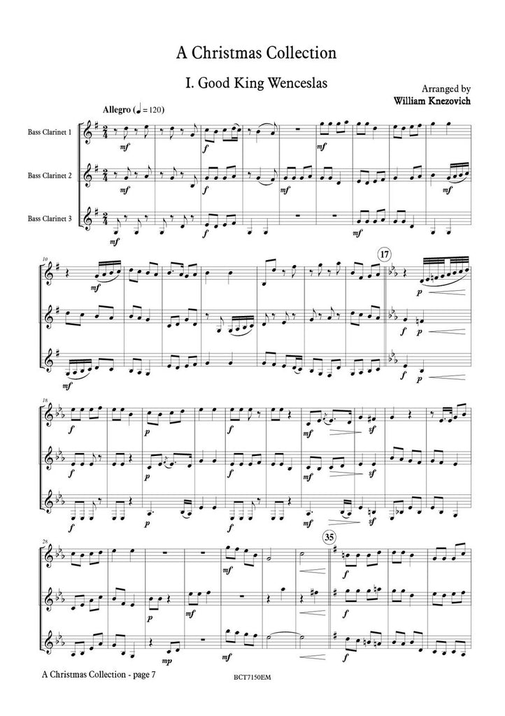 Knezovich (arr. Matt Johnston) - A Christmas Collection for Bass Clarinet Trio