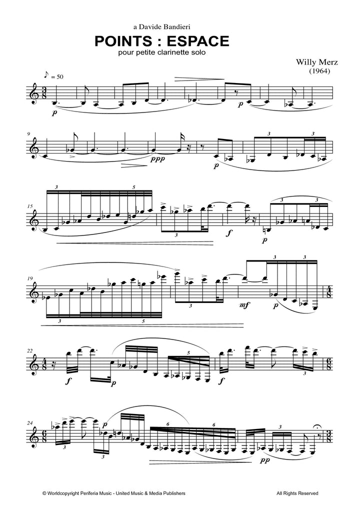 Merz - Points: Espace for Solo E-flat Clarinet