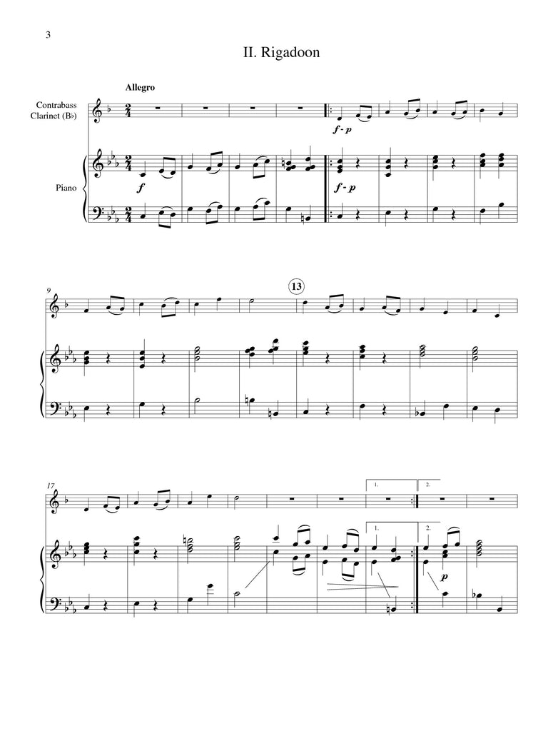 Schudel - Cantilena and Rigadoon for Contra Clarinet and Piano