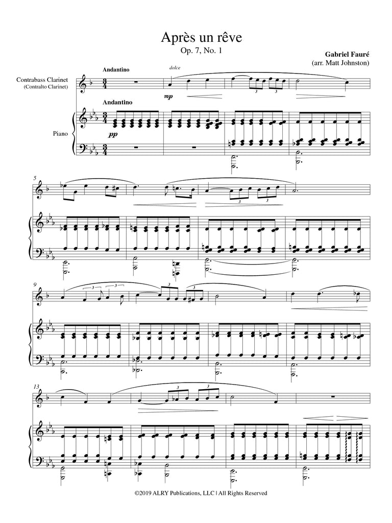 Faure - Apres un Reve for Contra Clarinet and Piano