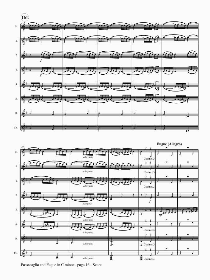 Bach (arr. Matt Jonston) - Passacaglia and Fugue in C minor for Clarinet Choir