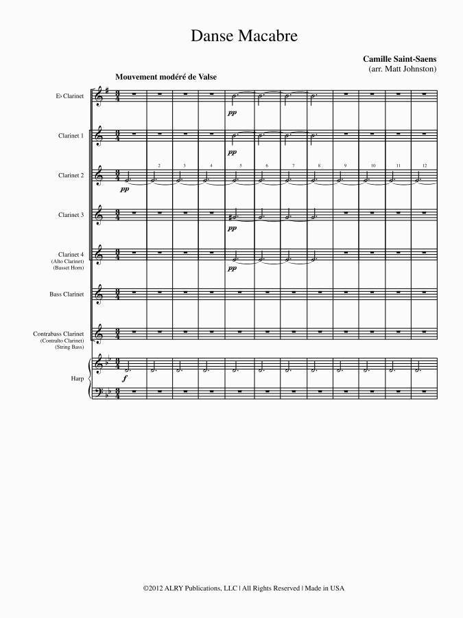 Saint-Saens (arr. Johnston) - Danse Macabre for Clarinet Choir