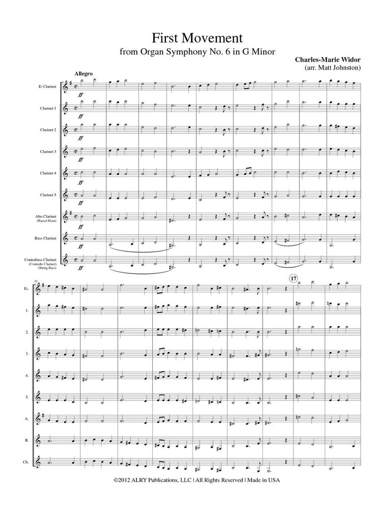 Widor (arr. Johnston) - First Movement from Organ Symphony No. 6 for Clarinet Choir