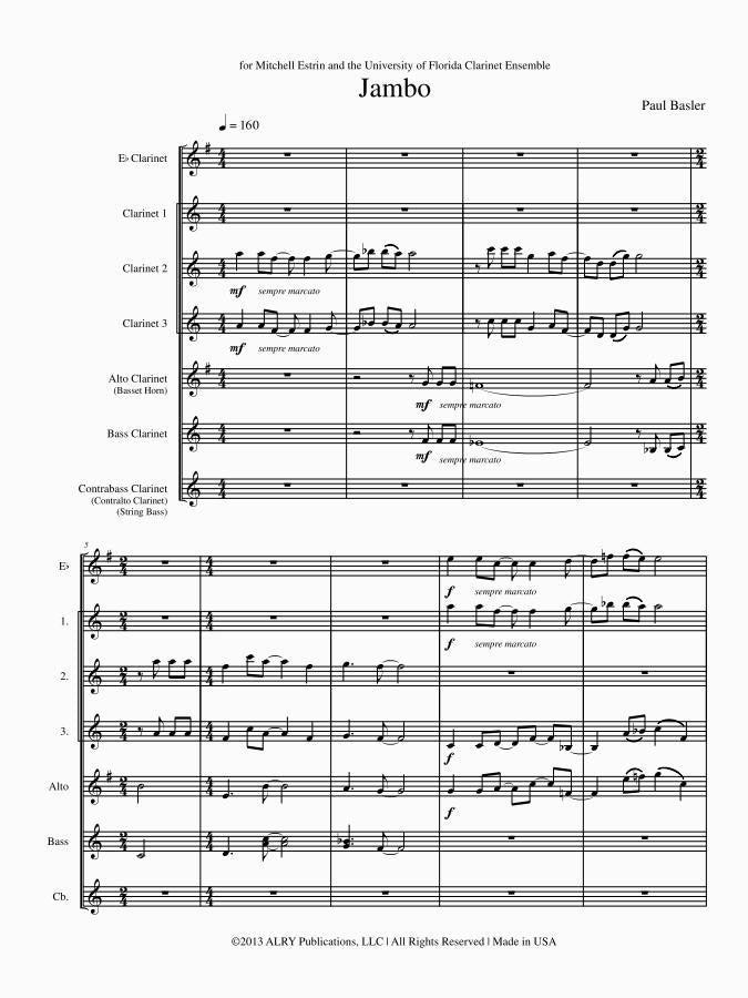 Basler - Jambo for Clarinet Choir