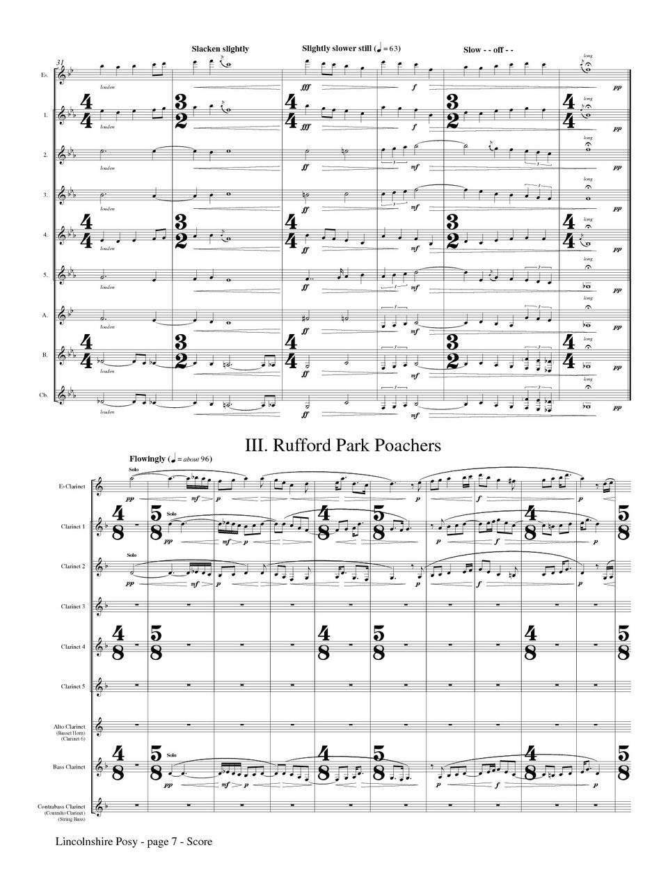 Grainger (arr. Johnston) - Lincolnshire Posy for Clarinet Choir