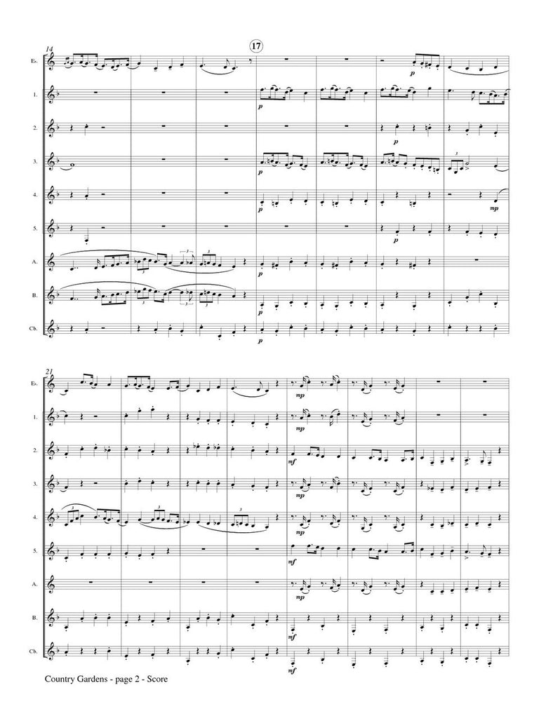 Grainger (arr. Johnston) - Country Gardens for Clarinet Choir