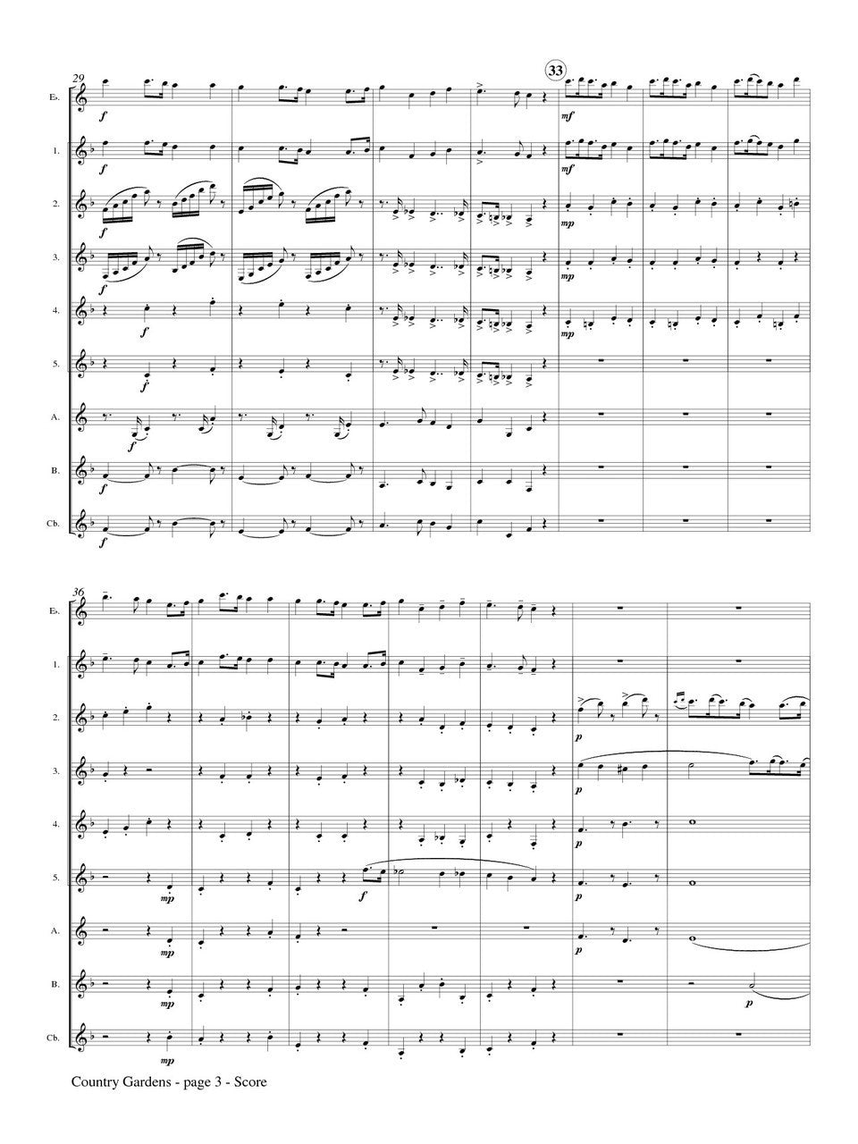 Grainger (arr. Johnston) - Country Gardens for Clarinet Choir