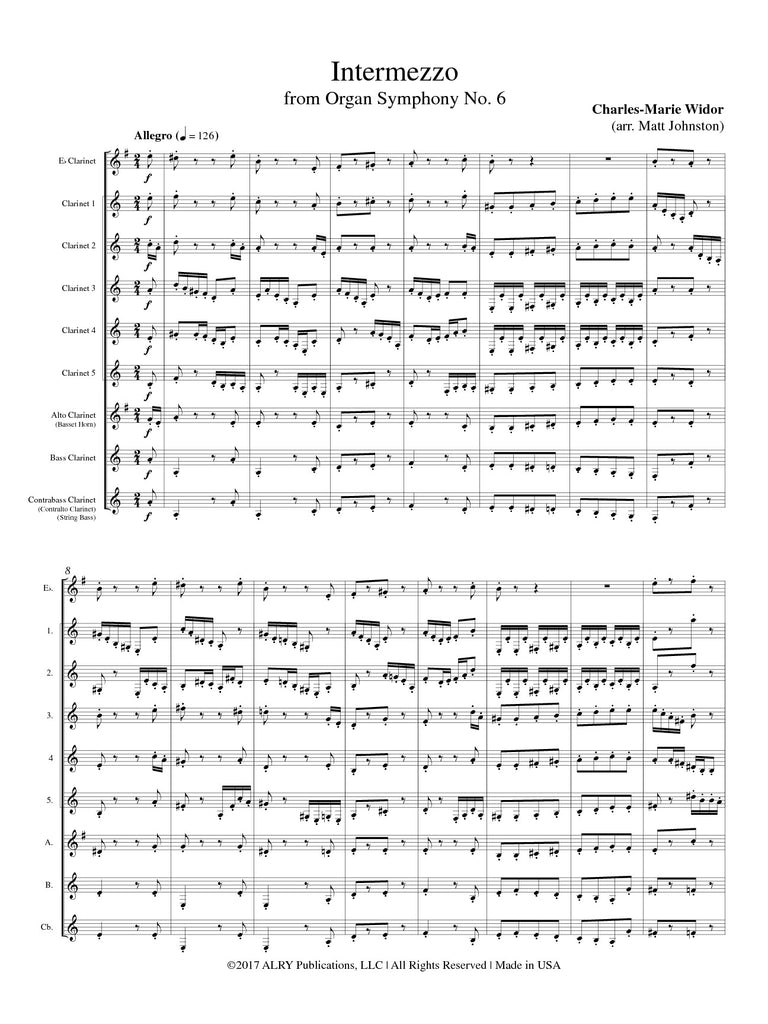 Widor (arr. Matt Johnston) - Intermezzo from Organ Symphony No. 6 for Clarinet Choir
