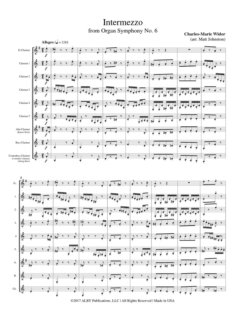 Widor (arr. Johnston) - Intermezzo from Organ Symphony No. 6 for Clarinet Choir