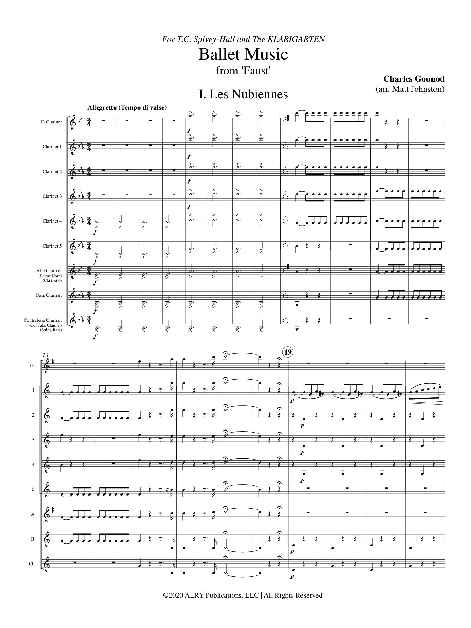 Gounod (arr. Johnston) - Ballet Music from 'Faust' for Clarinet Choir