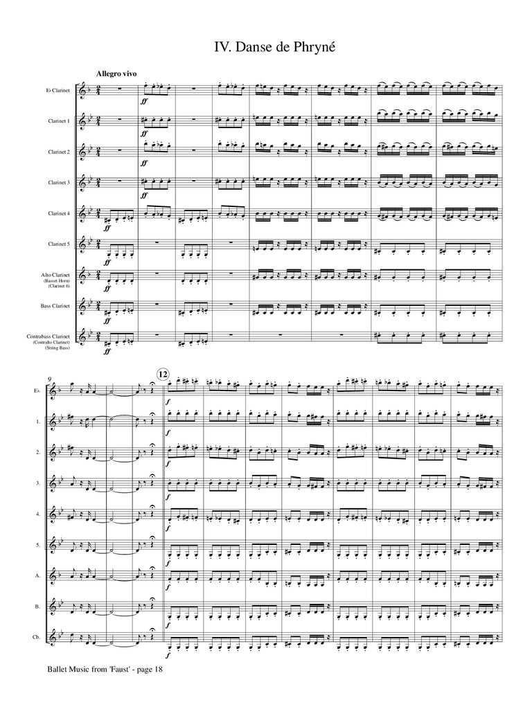 Gounod (arr. Johnston) - Ballet Music from 'Faust' for Clarinet Choir