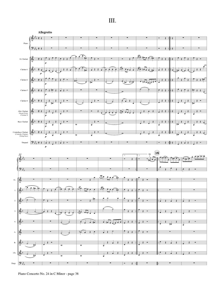 Mozart (arr. Matt Johnston) - Piano Concerto No. 24 in C Minor for Solo Piano and Clarinet Choir