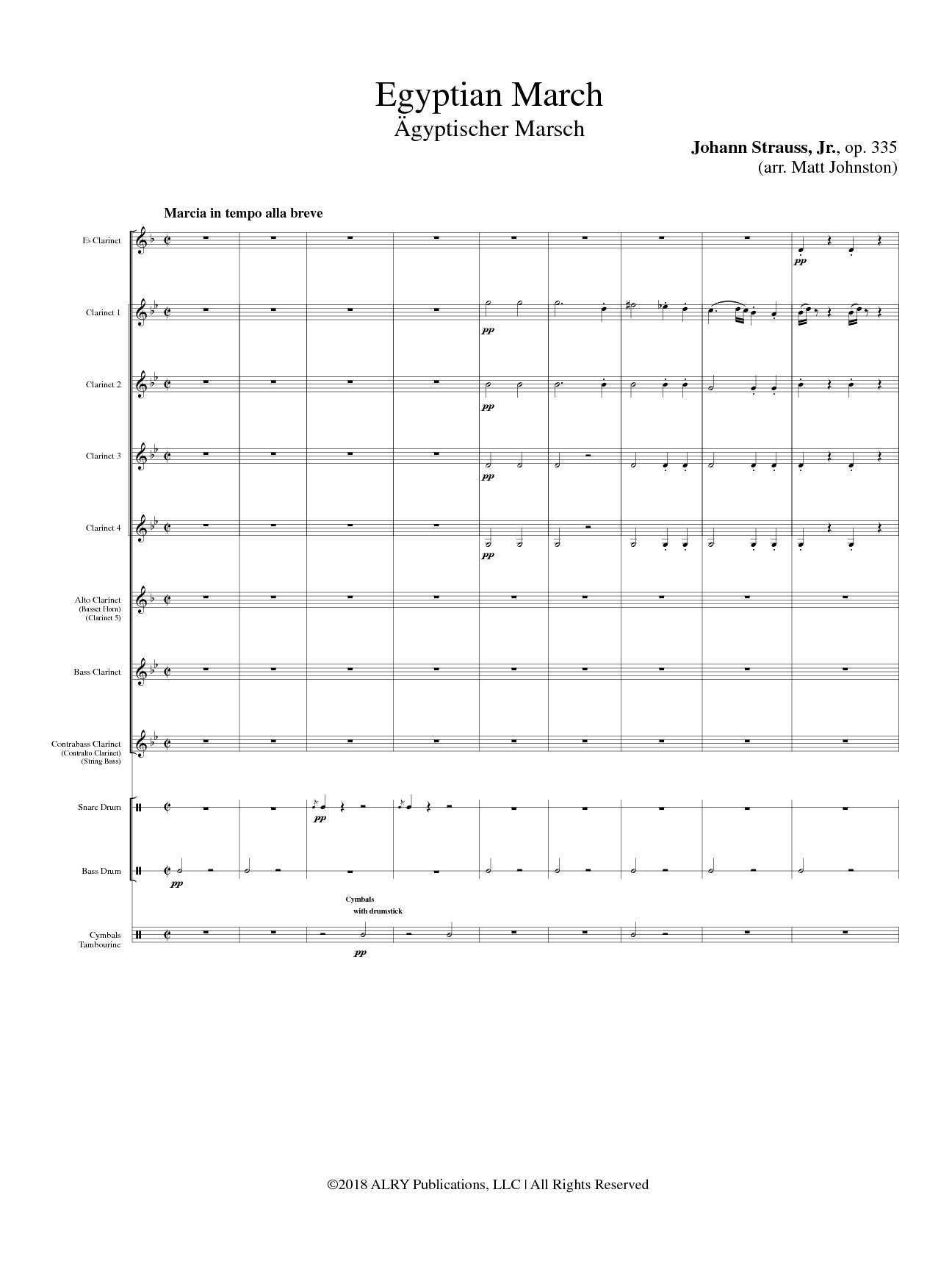 Strauss, Jr. (arr. Johnston) - Egyptian March for Clarinet Choir