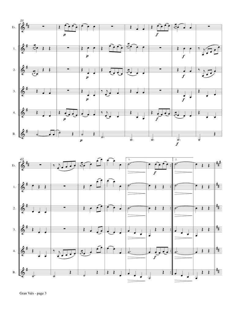 Tarrega (arr. Johnston) - Gran Vals for Clarinet Choir