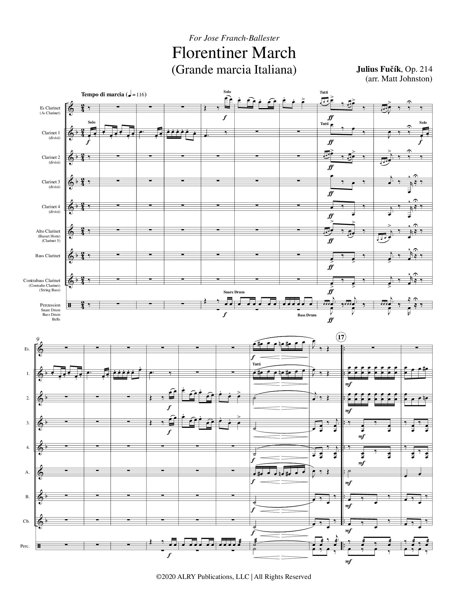 Fucik (arr. Matt Johnston) - Florentiner March for Clarinet Choir