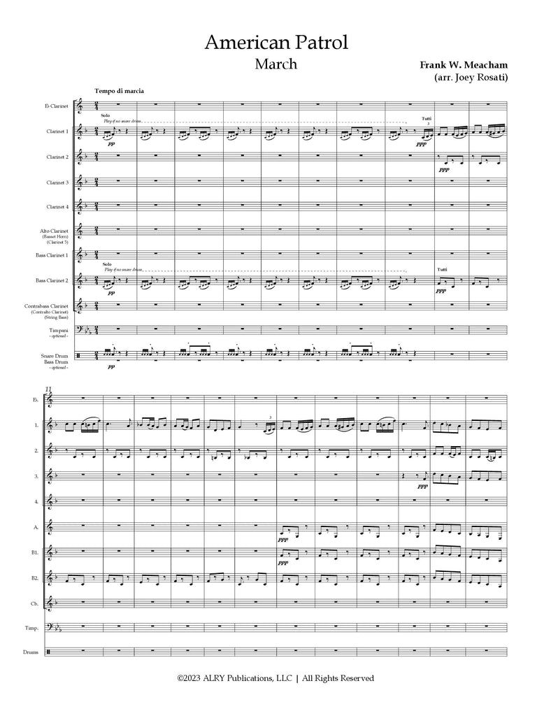 Meacham (arr. Rosati) - American Patrol for Clarinet Choir