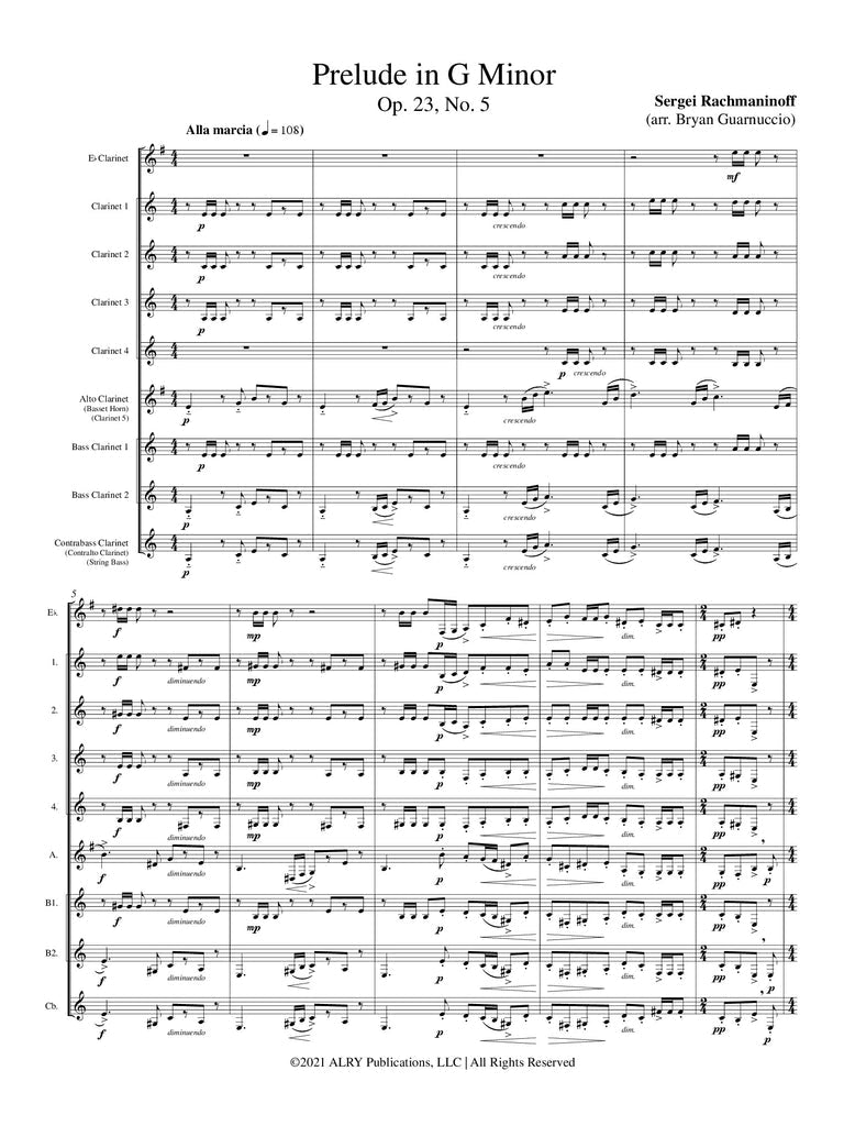Rachmaninoff (arr. Bryan Guarnuccio) - Prelude in G Minor, Op. 23, No. 5 for Clarinet Choir