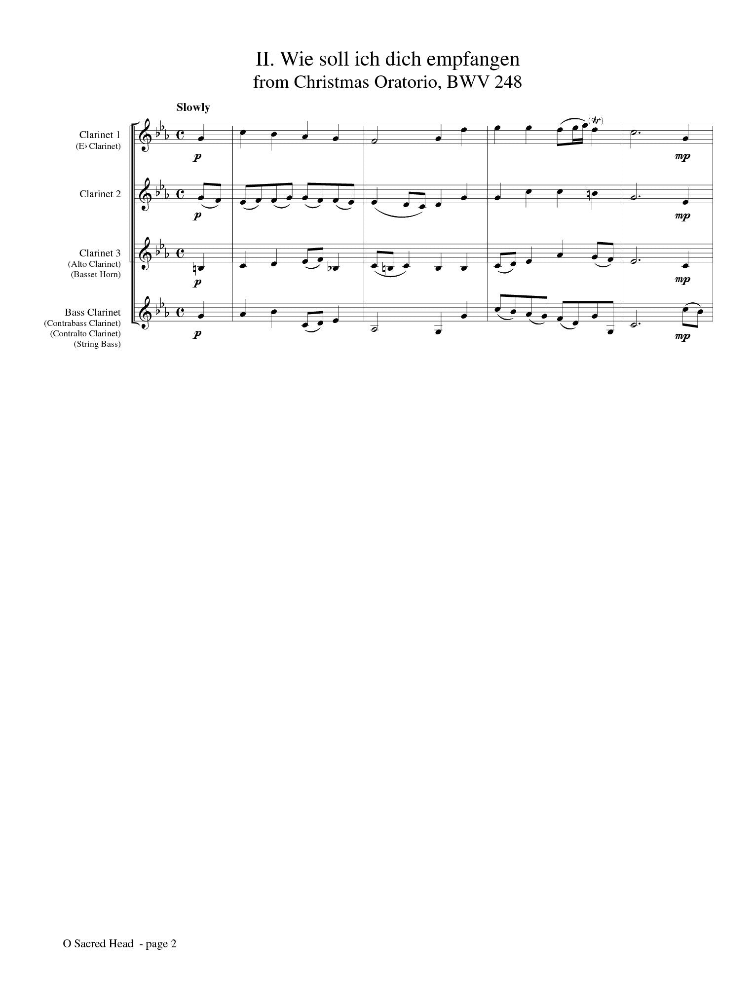 Bach (arr. Matt Johnston) - O Sacred Head for Clarinet Choir