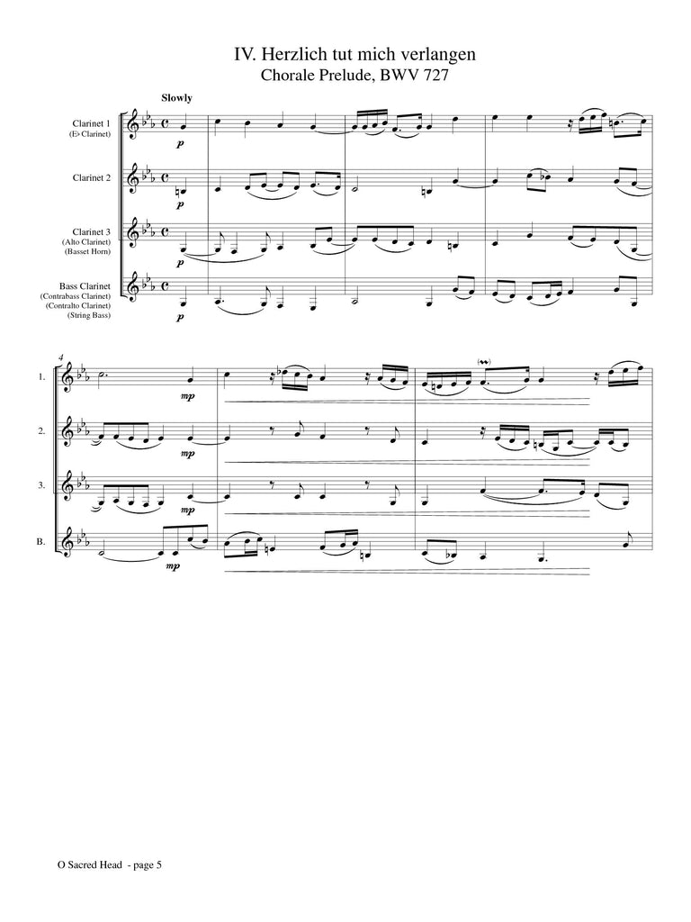 Bach (arr. Johnston) - O Sacred Head for Clarinet Choir
