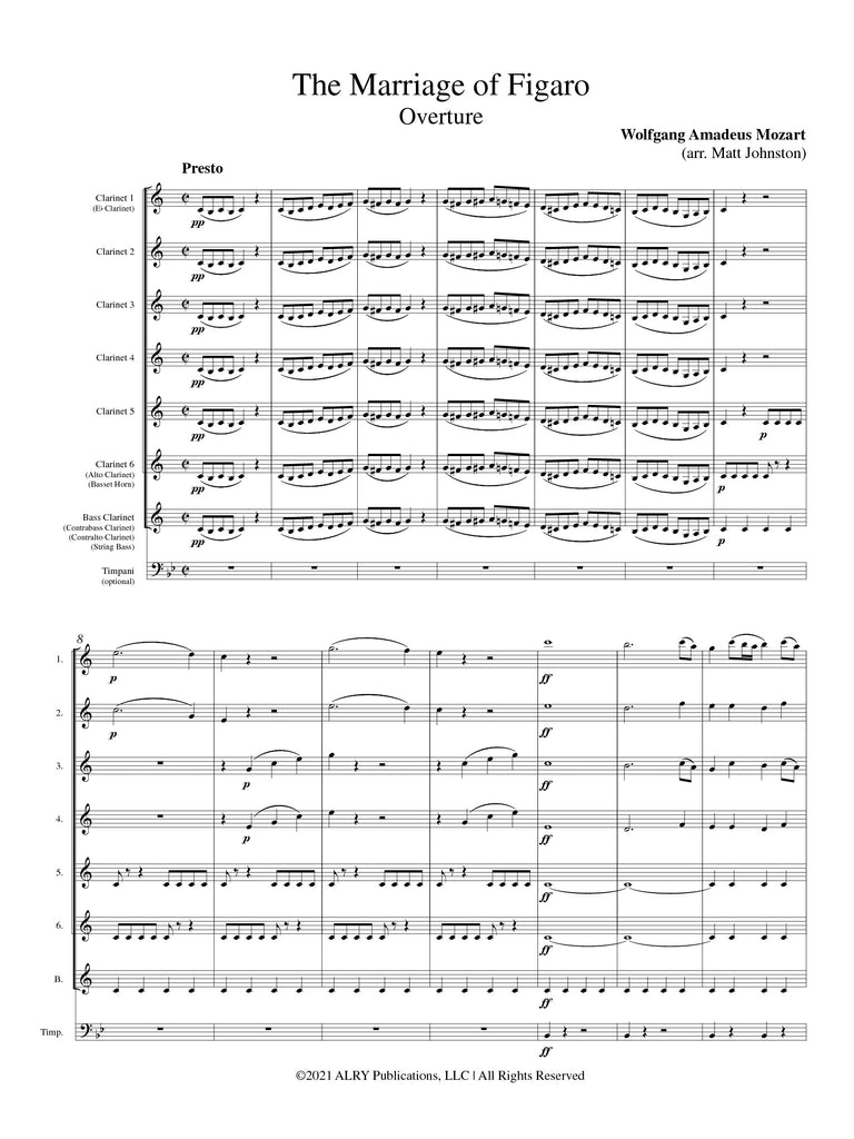 Mozart (arr. Johnston) - The Marriage of Figaro Overture for Clarinet Choir