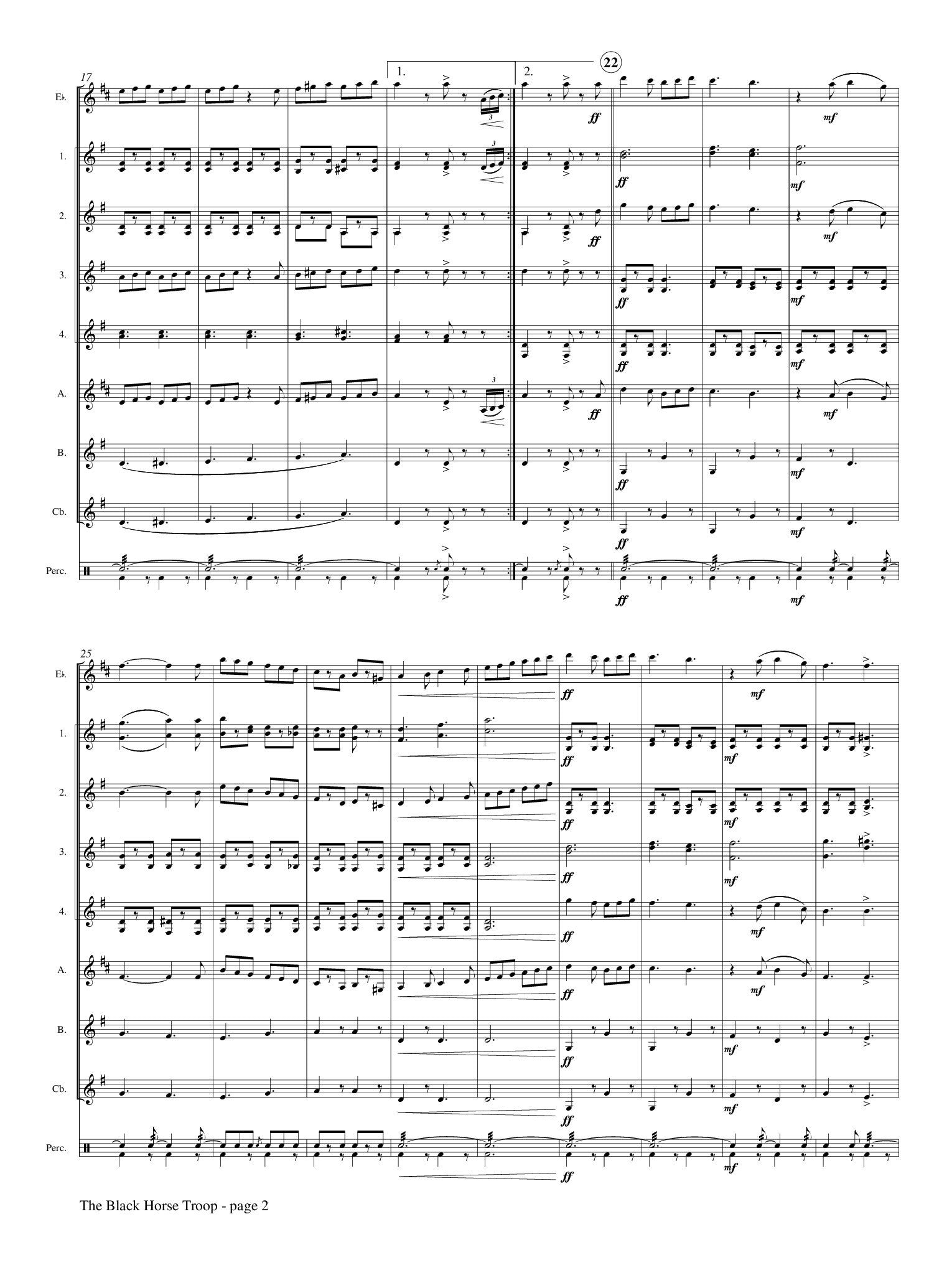 Sousa (arr. Johnston) - The Black Horse Troop for Clarinet Choir