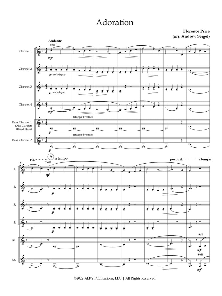 Price (arr. Siegel) - Adoration for Clarinet Choir
