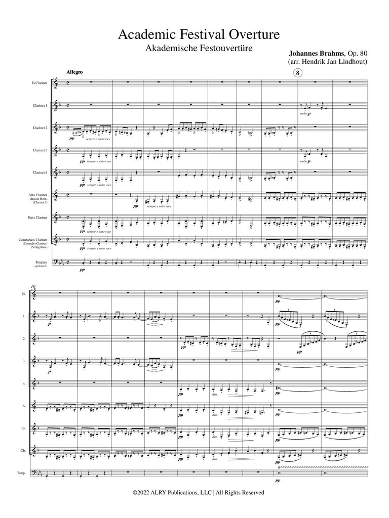 Brahms (arr. Lindhout) - Academic Festival Overture, Op. 80 for Clarinet Choir