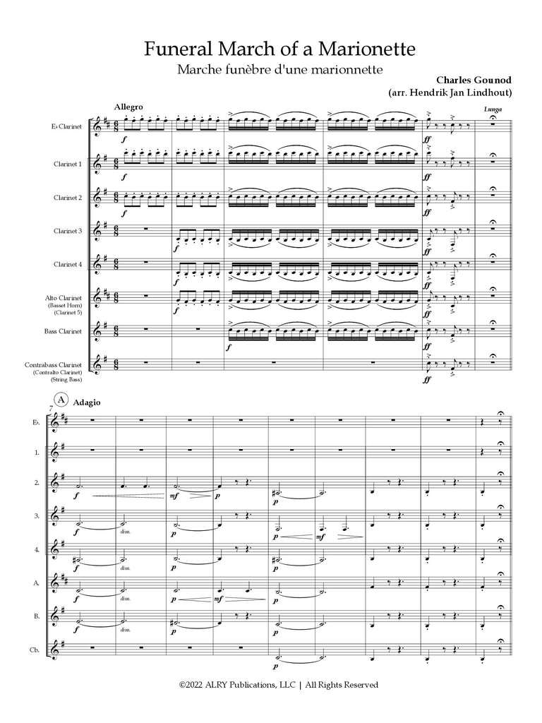 Gounod (arr. Lindhout) - Funeral March of a Marionette for Clarinet Choir