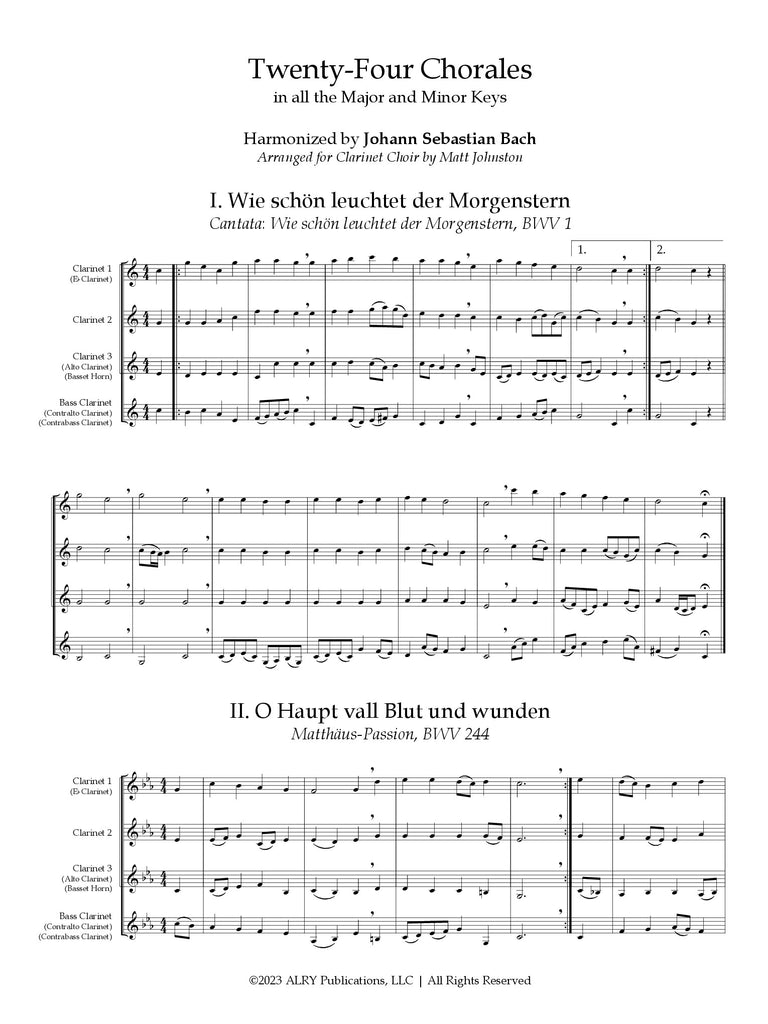 Bach (arr. Matt Johnston) - Twenty-Four Chorales for Clarinet Choir