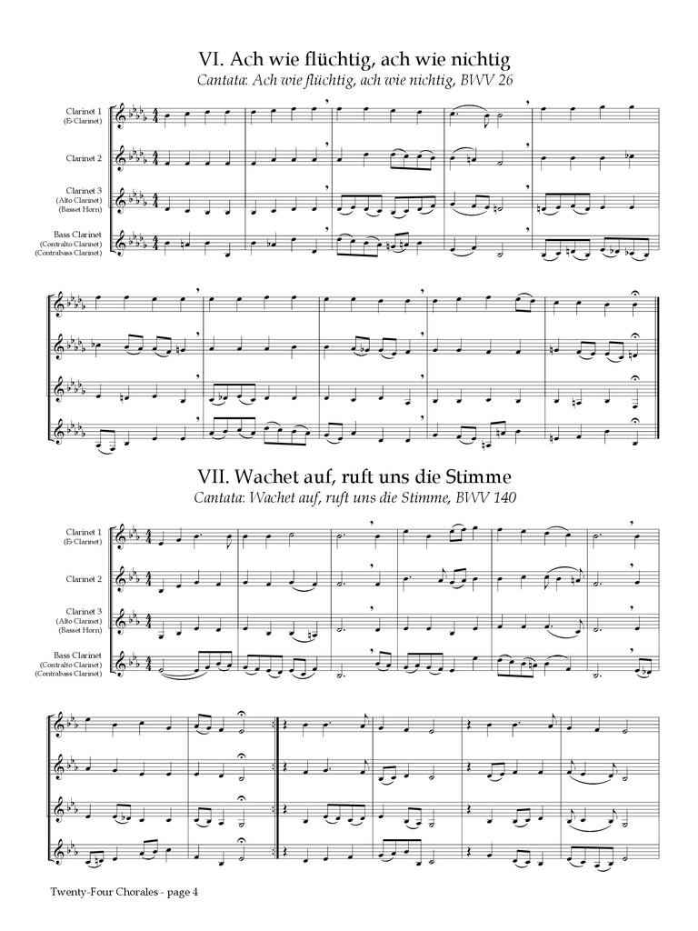 Bach (arr. Johnston) - Twenty-Four Chorales for Clarinet Choir