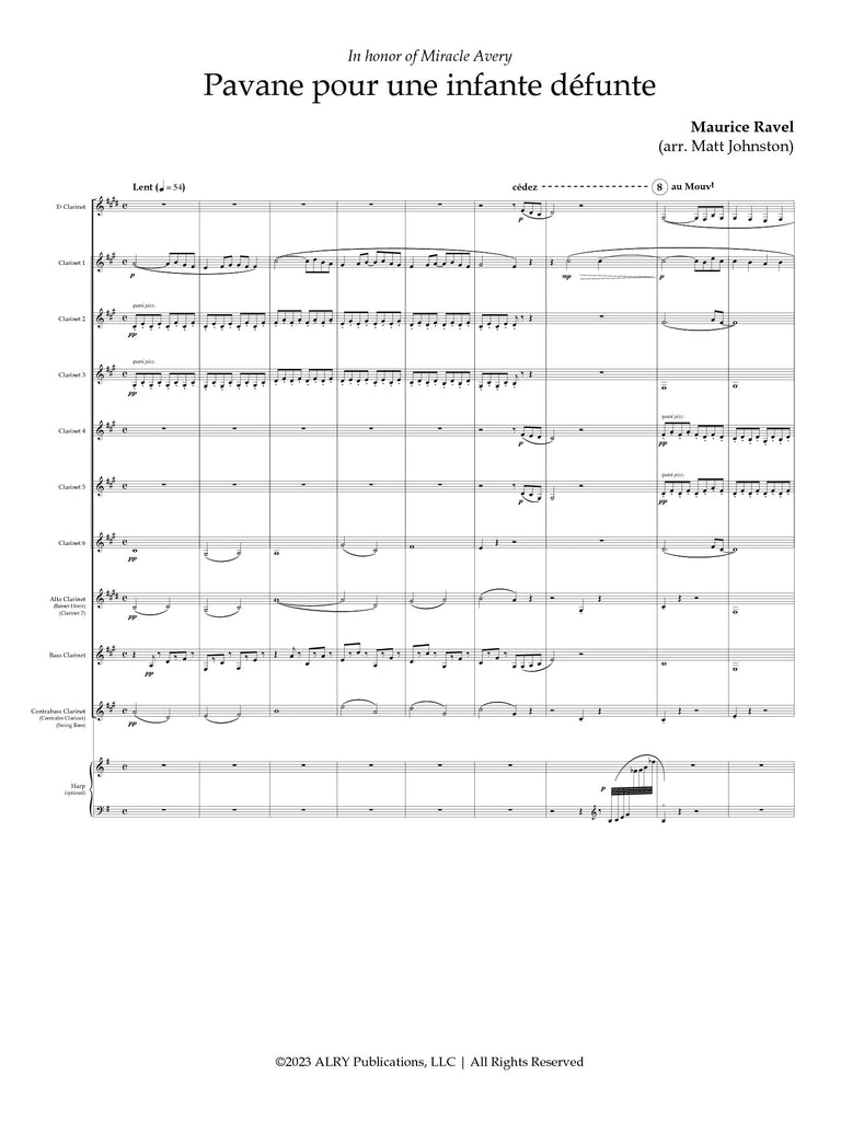 Ravel (arr. Johnston) - Pavane pour une infante defunte for Clarinet Choir