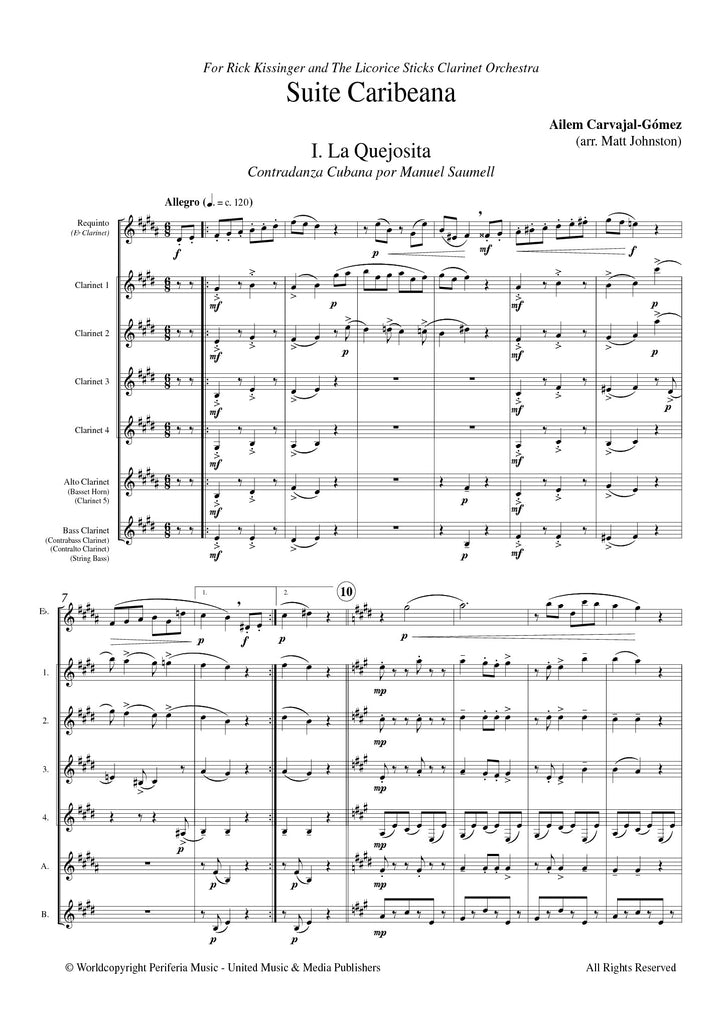 Carvajal-Gómez - Suite Caribeana for E-flat Clarinet and Clarinet Choir