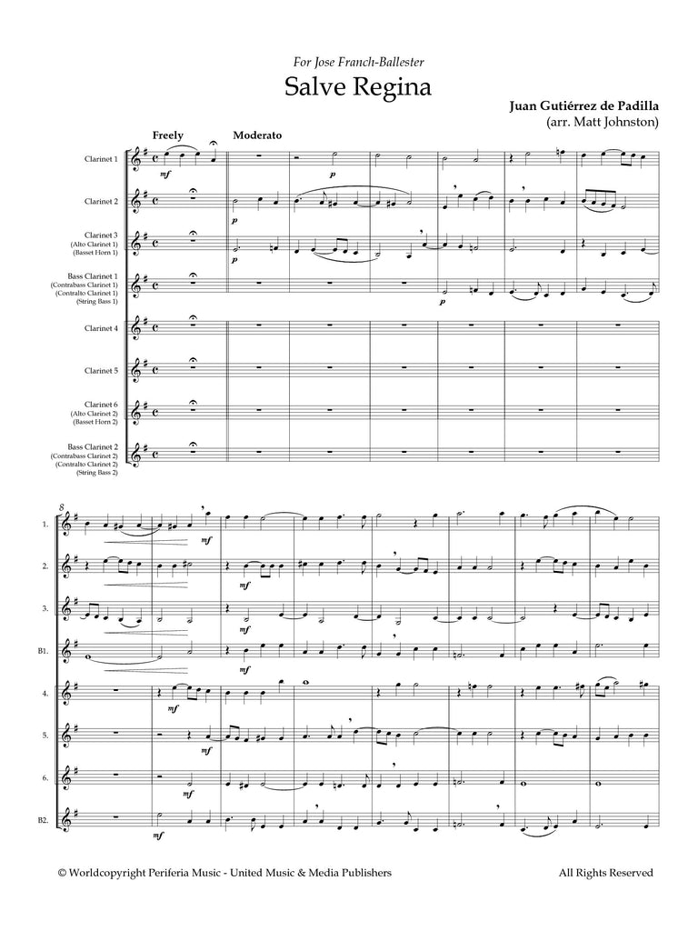 Gutierrez de Padilla (arr. Johnston) - Salve Regina for Clarinet Choir
