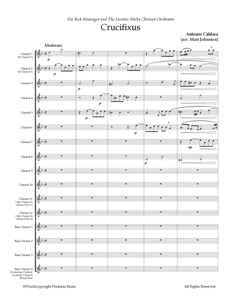 Caldara (arr. Johnston) - Crucifixus for Clarinet Choir