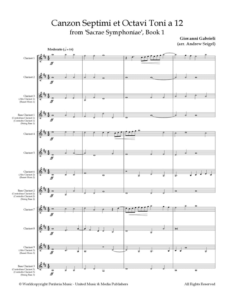 Gabrieli (arr. Seigel) - Canzon Septimi et Octavi Toni a 12 from 'Sacrae Symphoniae', Book 1
