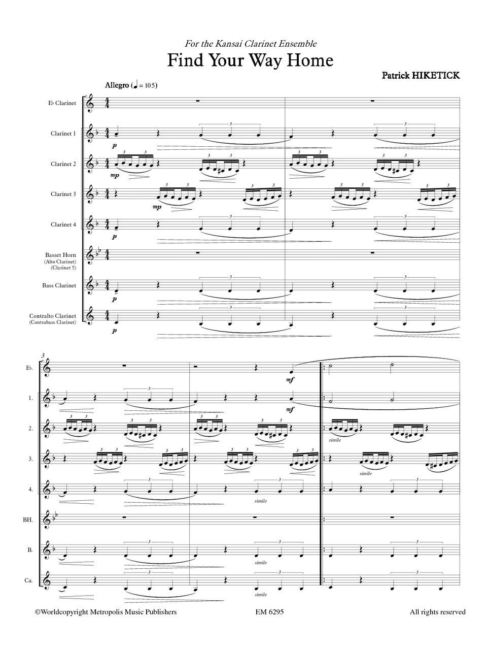 Hiketick - Find your way home for Clarinet Choir