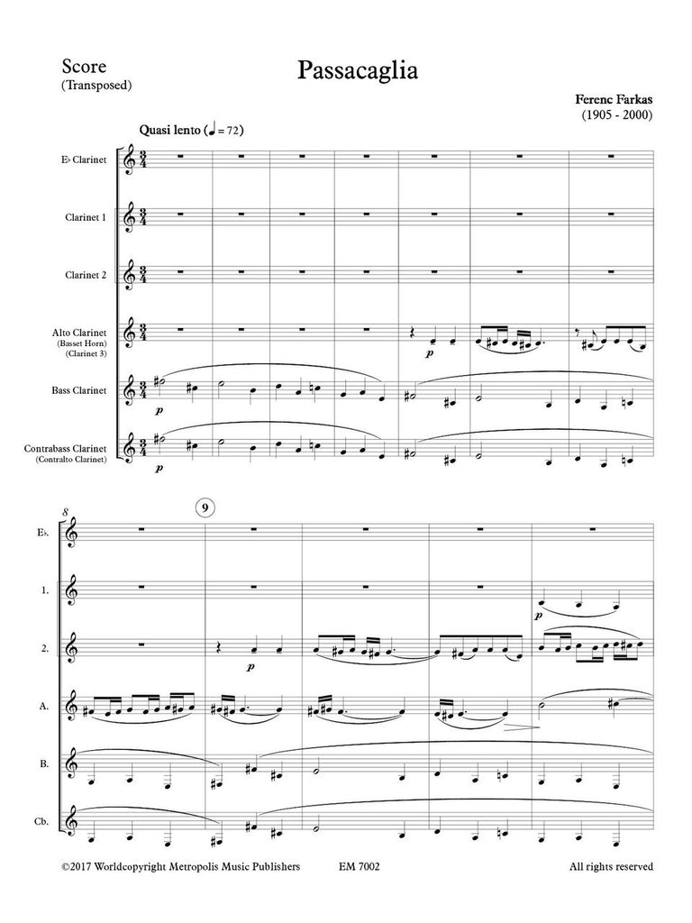 Farkas - Passacaglia for Clarinet Choir