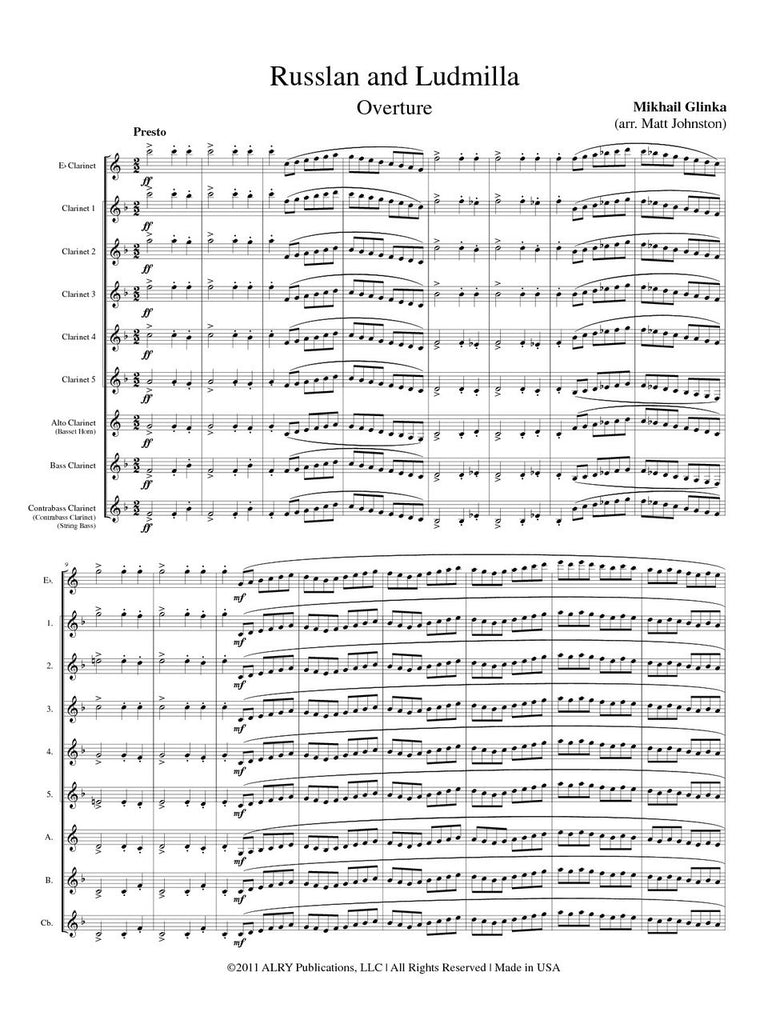 Glinka (arr. Matt Johnston) - Overture to 'Russlan and Ludmilla' for Clarinet Choir