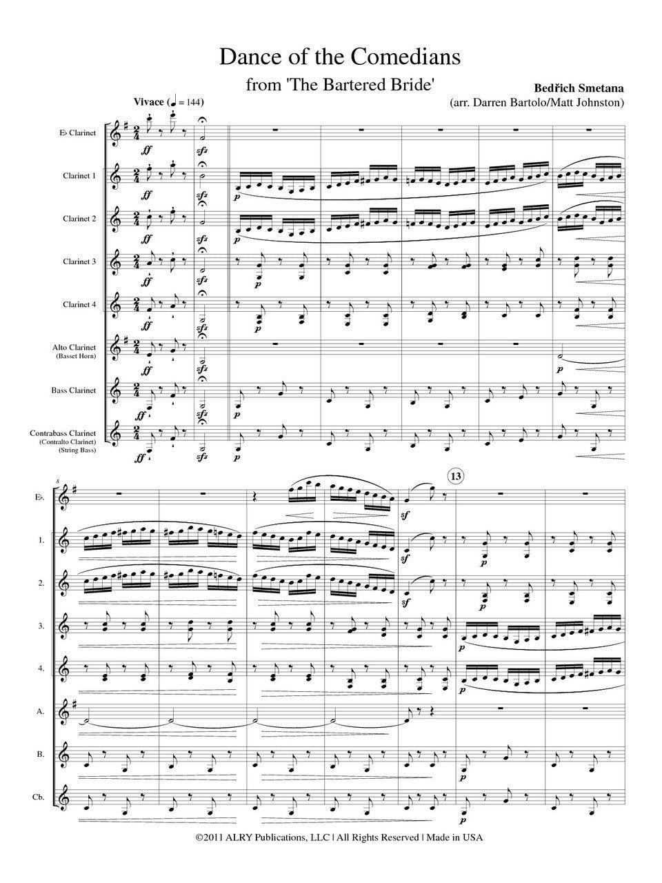 Smetana (arr. Johnston/Bartolo) - Dance of the Comedians for Clarinet Choir