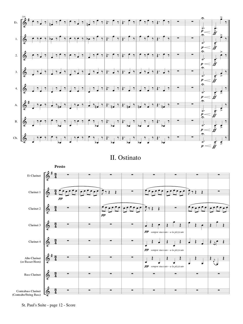 Holst (arr. Johnston) - St. Paul's Suite for Clarinet Choir