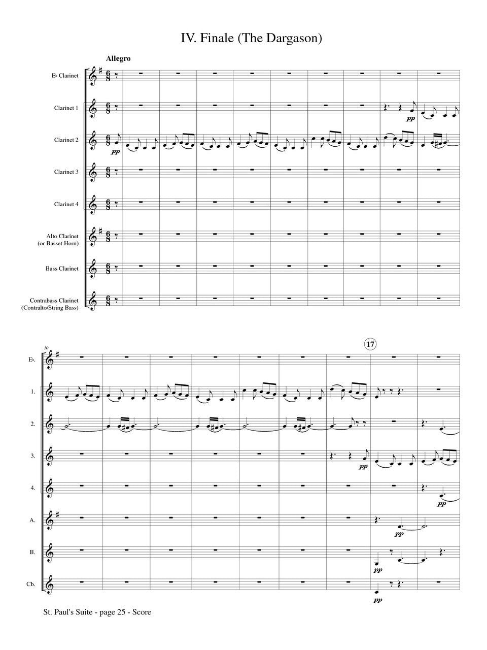 Holst (arr. Johnston) - St. Paul's Suite for Clarinet Choir
