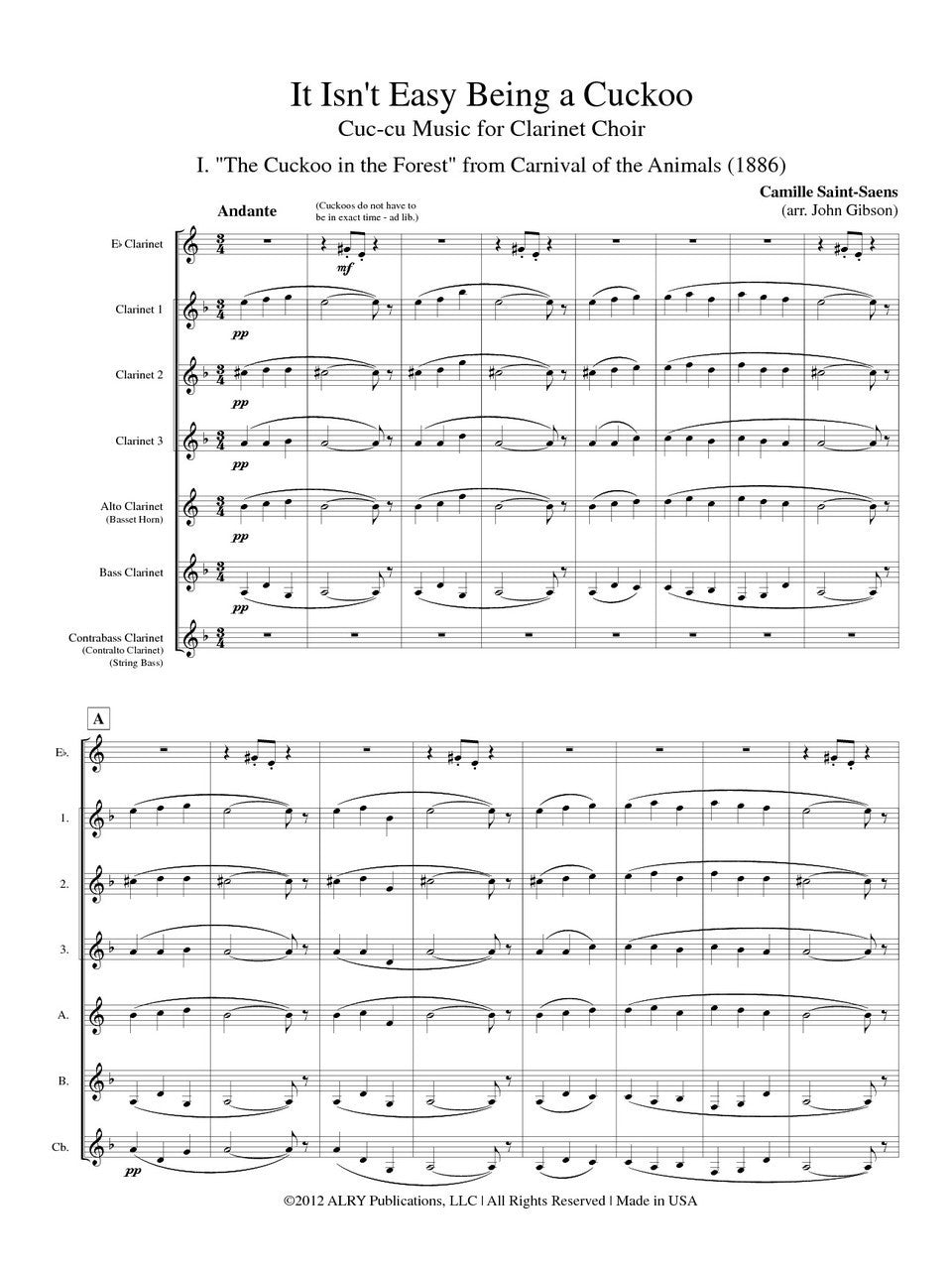 Gibson - It Isn’t Easy Being A Cuckoo for Clarinet Choir