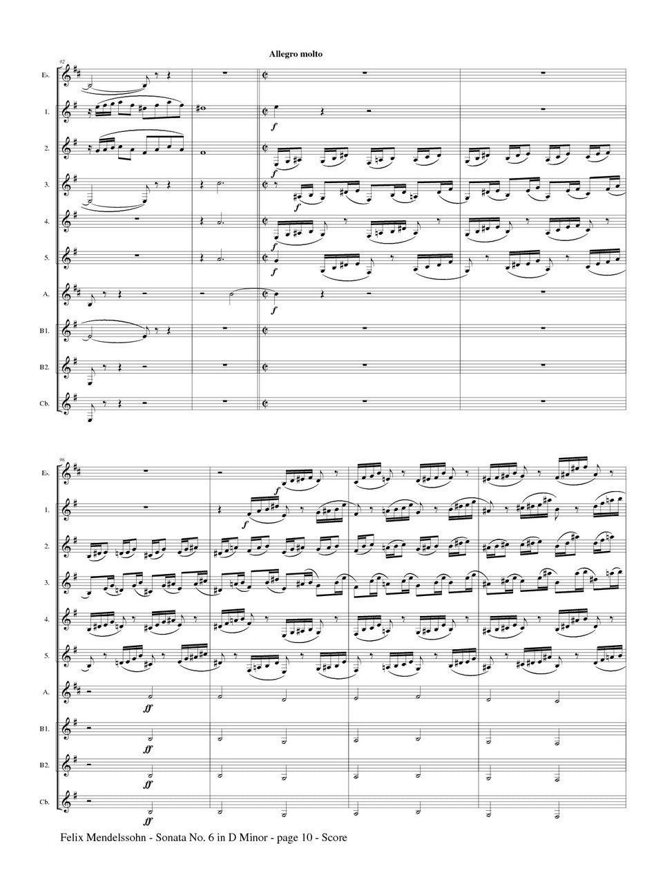 Mendelssohn (arr. Johnston) - Sonata No. 6 in D Minor for Clarinet Choir