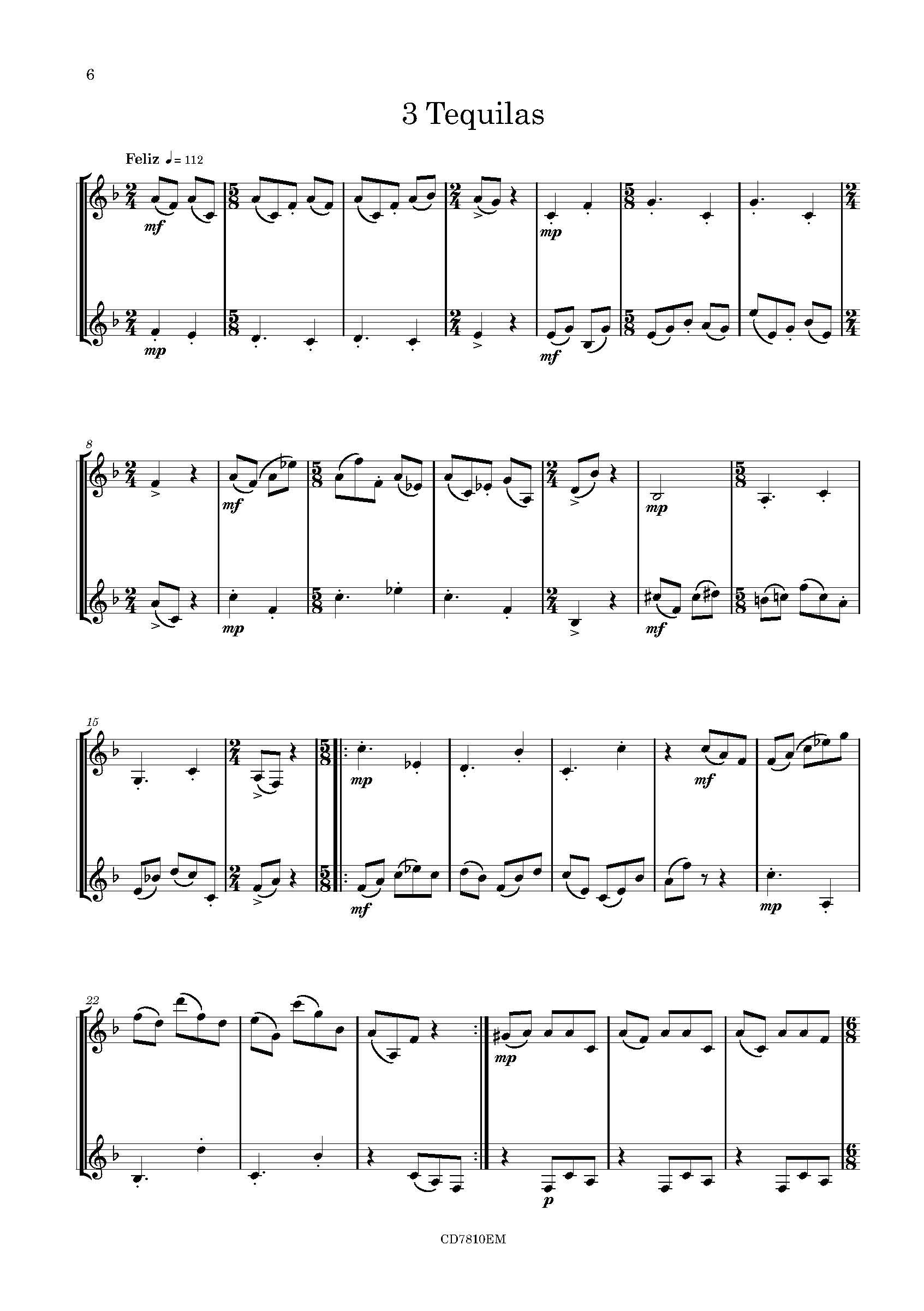 Curtis - 10 Tequilas for Clarinet Duo