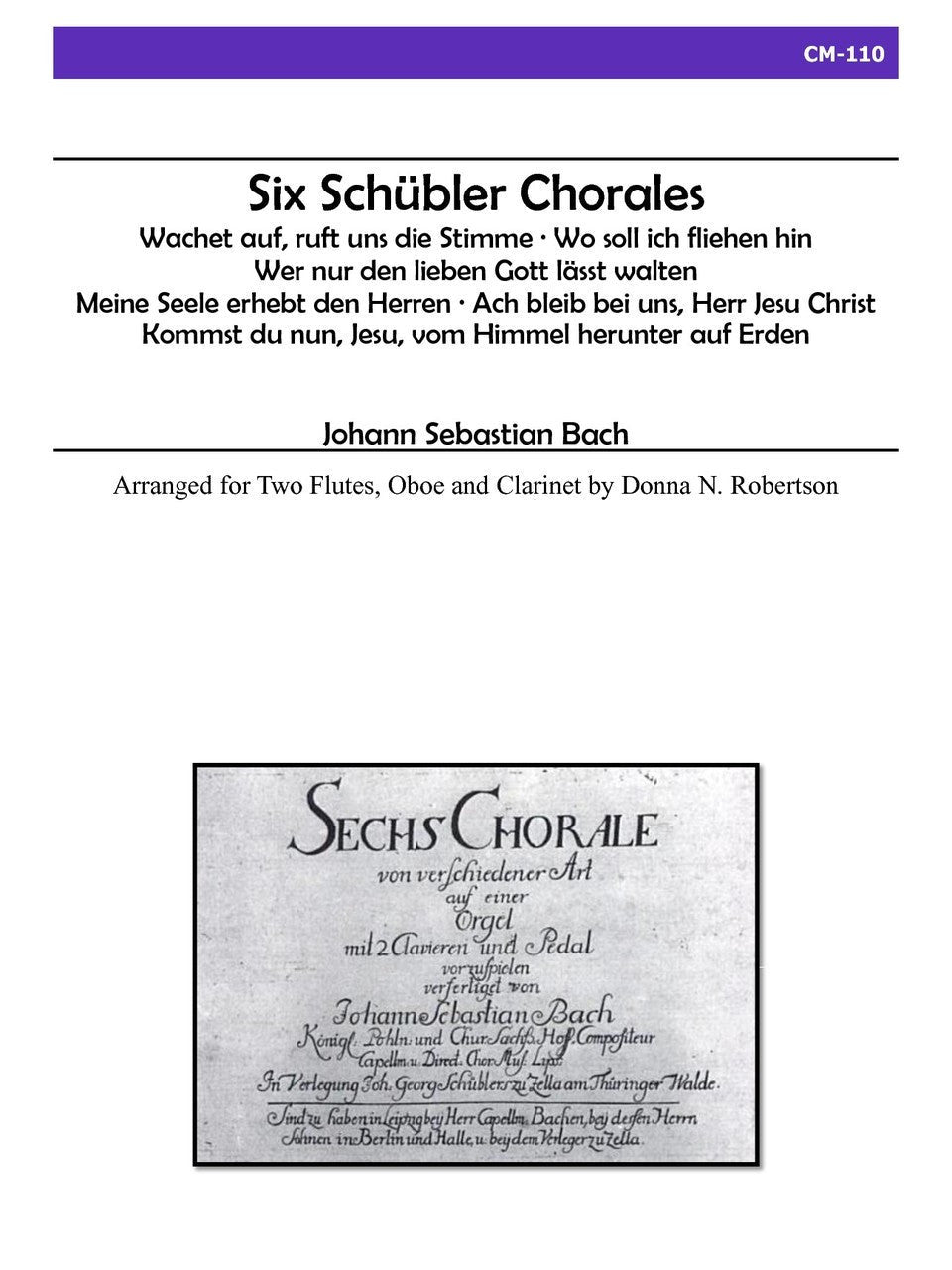 Bach (arr. Donna N. Robertson) - Six Schübler Chorales