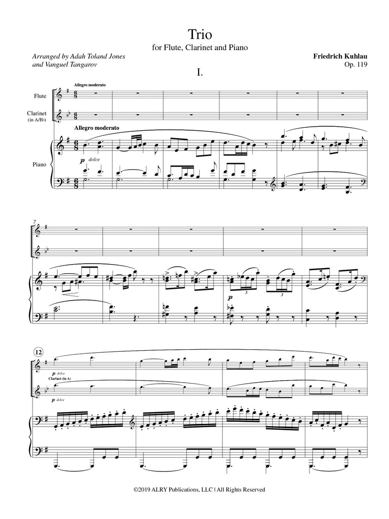 Kuhlau (arr. Jones/Tangarov) - Trio, Op. 119 for Flute, Clarinet, and Piano