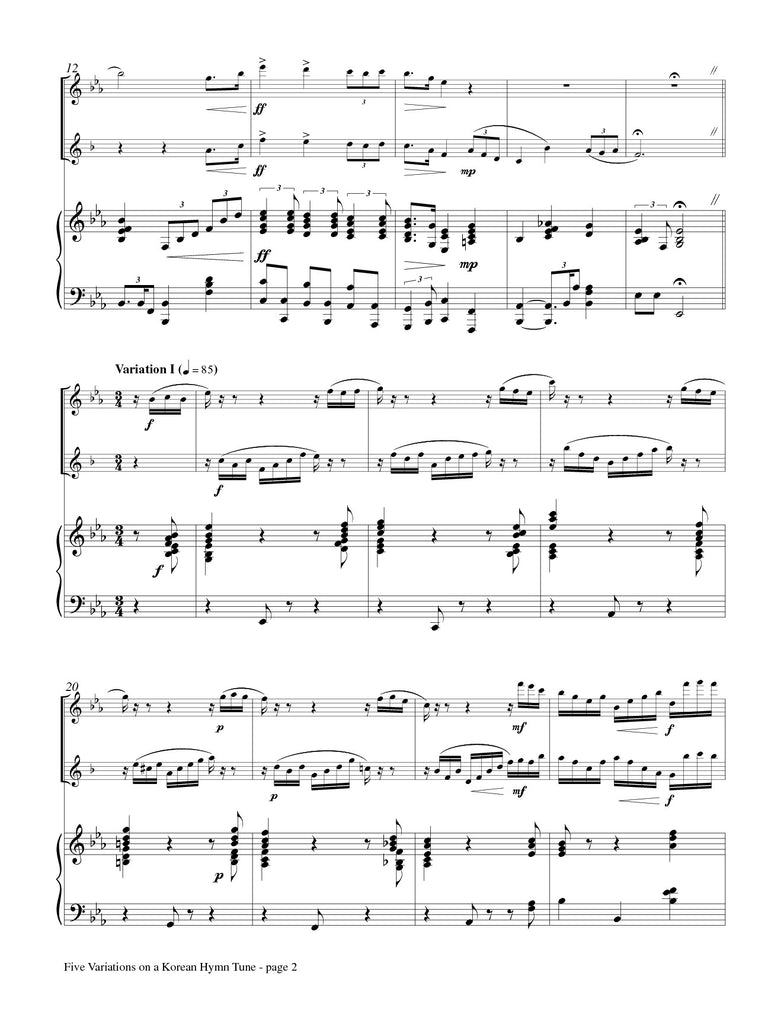 Kim - Five Variations on a Korean Hymn Tune for Flute, Clarinet, and Piano