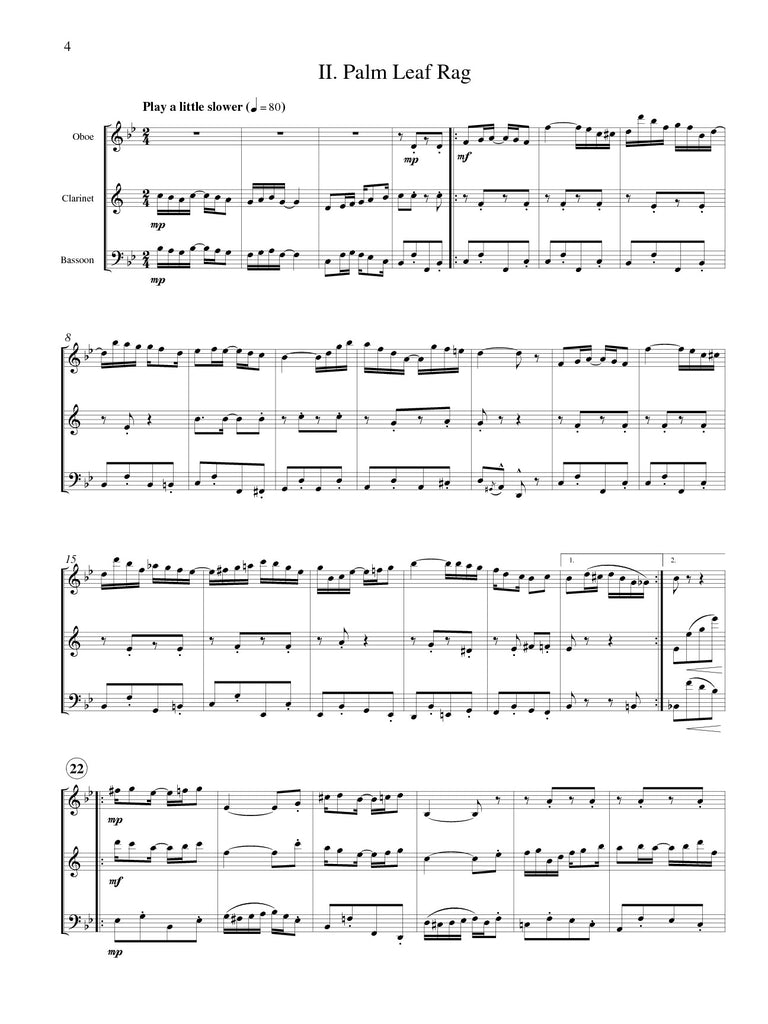 Joplin (arr. Buck) - Six Joplin Rags for Oboe, Clarinet, and Bassoon
